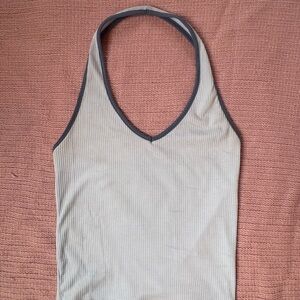 Gray Ribbed Halter Top